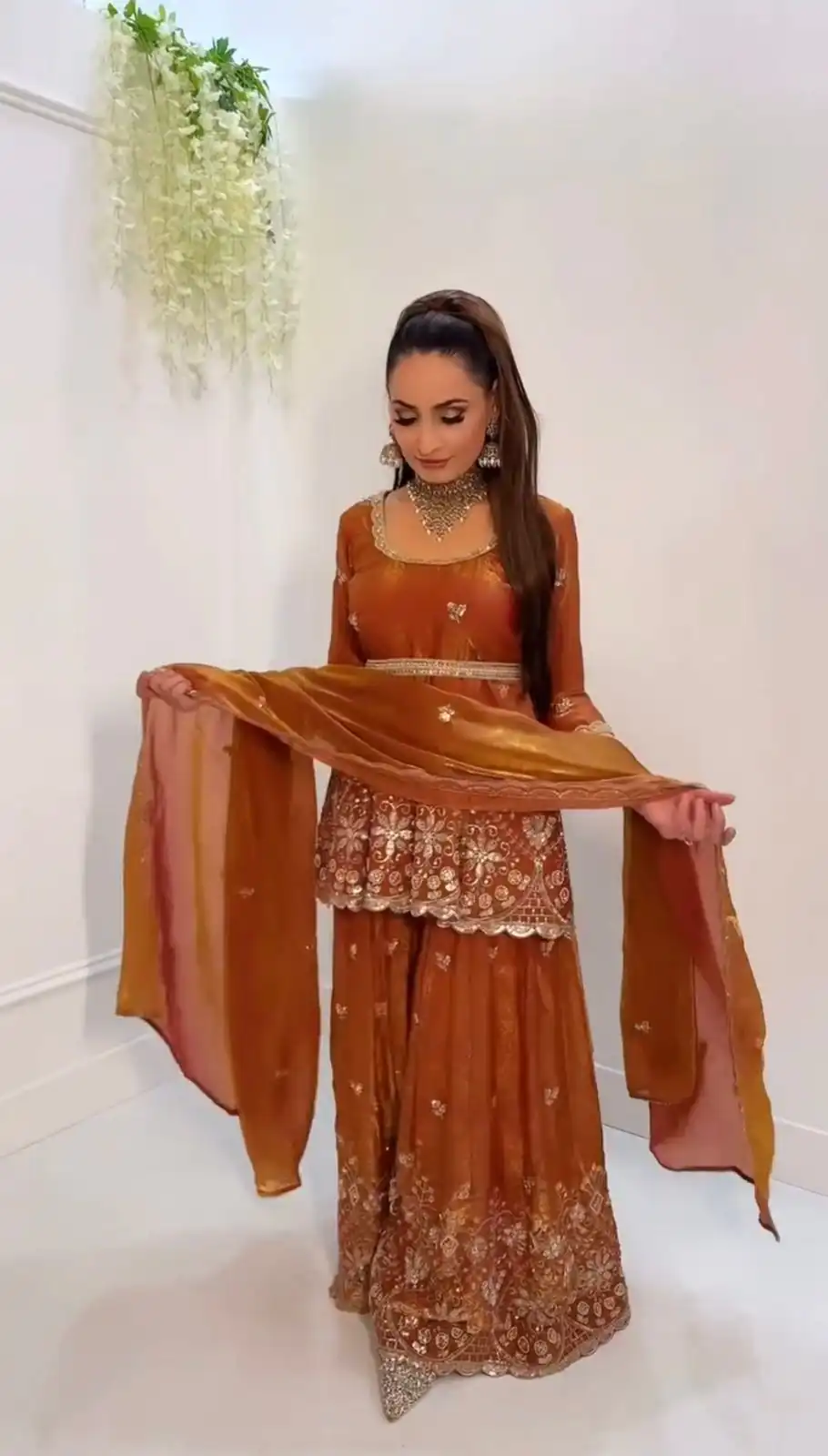 ZSR 3162 Rust Fendy Silk Salwar Suit with Mirror Work & Embroidery Work. Best Price ₹2149. Delivery 4-6 Working Days. Shop now. | Jump Suits, Salwar suit, Casual Suits, Creative suits, Designer Suits, Palazzo Suits, Party Wear Suits, Patiala Suits, Straight Suits