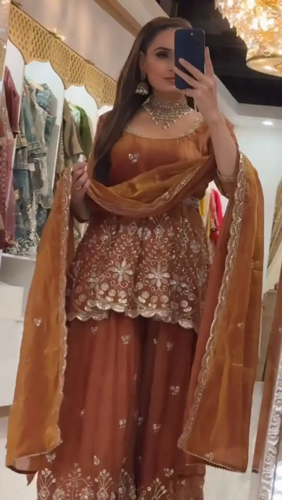 ZSR 3162 Rust Fendy Silk Salwar Suit with Mirror Work & Embroidery Work. Best Price ₹2149. Delivery 4-6 Working Days. Shop now. | Jump Suits, Salwar suit, Casual Suits, Creative suits, Designer Suits, Palazzo Suits, Party Wear Suits, Patiala Suits, Straight Suits