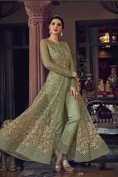FC 6802 Sea Green in Banglory Silk Embroidery Work & Stone Work Salwar Suit . Festive Deal ₹3449. Delivery 4-6 Working Days. Shop now. | Jump Suits, Salwar suit, Casual Suits, Creative suits, Designer Suits, Palazzo Suits, Party Wear Suits, Patiala Suits, Straight Suits