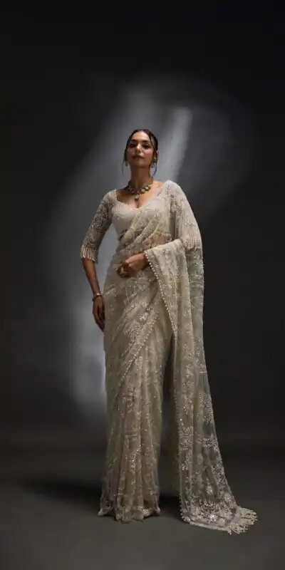 DF 3470 Silver Mono Net Saree Silver with Embroidery Work & Sequins Work. Festive Deal ₹1799. Delivery 4-6 Working Days. Shop now. | Sarees, Bollywood Sarees, Creative Sarees, Designer Sarees, Embroidered Sarees, Ethnic Saree, Modern Digital sarees, Party Wear Sarees