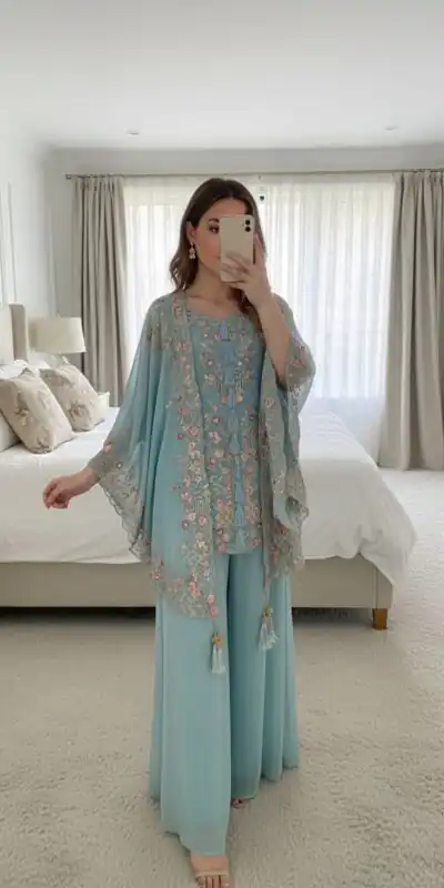 BE 406 Sky Blue in Color Faux Georgette Embroidery Work Salwar Suit . Grab it for ₹2449. Delivery 4-6 Working Days. Shop now. | Jump Suits, Salwar suit, Casual Suits, Creative suits, Designer Suits, Palazzo Suits, Party Wear Suits, Patiala Suits, Straight Suits