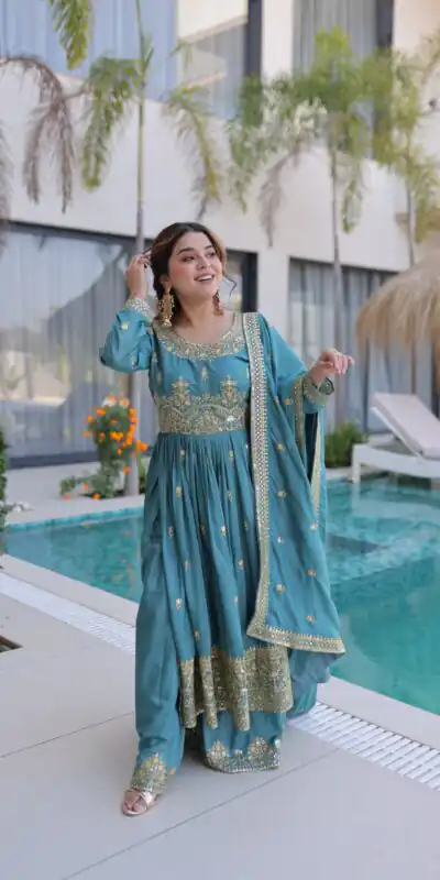 KA 1233 Sky Blue Super Silk Salwar SuitPerfect for Wedding, Party, Sangeet, Family Gatherings, Reception – . Festive Deal ₹2649. Delivery 4-6 Working Da | Jump Suits, Salwar suit, Casual Suits, Creative suits, Designer Suits, Palazzo Suits, Party Wear Suits, Patiala Suits, Straight Suits