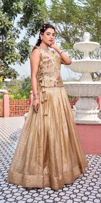 Ram 166 Chiku Gold Crush Lehenga Choli Perfect for Wedding, Party, Ethnic Day, Karwa Chauth, Sangeet β . Special Price βΉ2549. Delivery 4-6 Working Days. | Lehenga, Bollywood Lehenga, Creative Lehenga, Designer Lehenga, Embroidered Lehenga, Party Wear Lehenga
