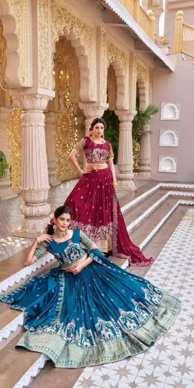 Ram 163 Maroon in Color Vichitra Silk Embroidery Work Lehenga Choli . Now at just ₹3049. Delivery 4-6 Working Days. Shop now. | Lehenga, Bollywood Lehenga, Creative Lehenga, Designer Lehenga, Embroidered Lehenga, Party Wear Lehenga