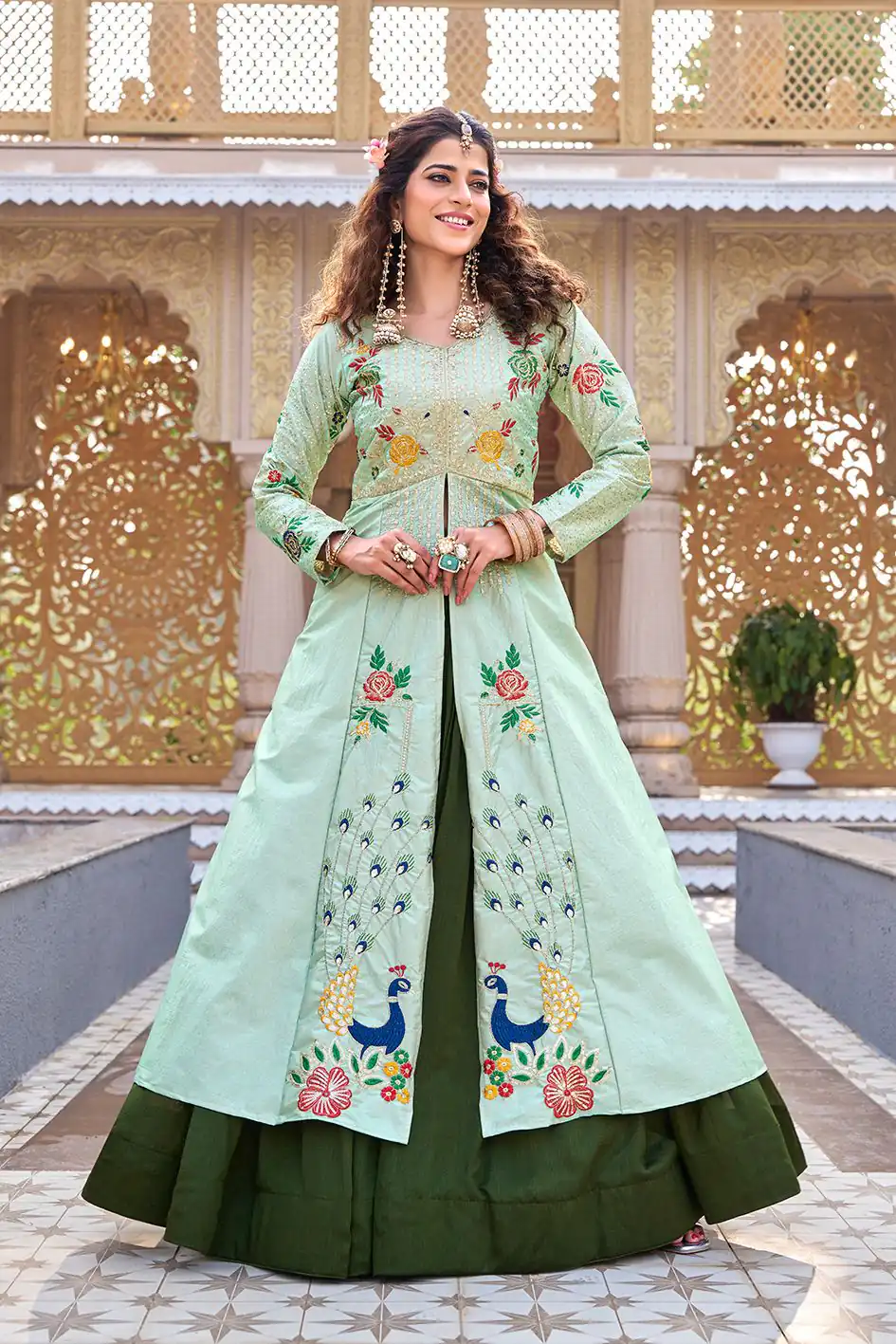 Ram 164 Pista Color Satin Silk Lehenga Choli with Embroidery Work. Best Price ₹2649. Delivery 4-6 Working Days. Shop now. | Lehenga, Bollywood Lehenga, Creative Lehenga, Designer Lehenga, Embroidered Lehenga, Party Wear Lehenga