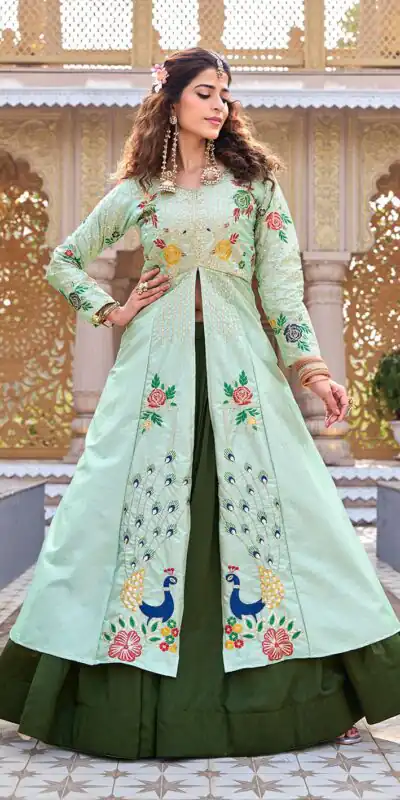 Ram 164 Pista Color Satin Silk Lehenga Choli with Embroidery Work. Best Price βΉ2649. Delivery 4-6 Working Days. Shop now. | Lehenga, Bollywood Lehenga, Creative Lehenga, Designer Lehenga, Embroidered Lehenga, Party Wear Lehenga