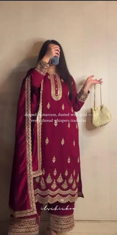 MD 3038 Maroon Color Crep Salwar Suit Brown with Embroidery Work. Exclusive Offer ₹2099. Delivery 4-6 Working Days. Shop now. | Jump Suits, Salwar suit, Casual Suits, Creative suits, Designer Suits, Palazzo Suits, Party Wear Suits, Patiala Suits, Straight Suits