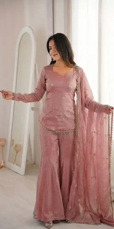 ZSR 3159 Peach Fendy Silk Salwar Suitwith Embroidery Work & Lace Work. Now at just ₹2049. Delivery 4-6 Working Days. Shop now. | Jump Suits, Salwar suit, Casual Suits, Creative suits, Designer Suits, Palazzo Suits, Party Wear Suits, Patiala Suits, Straight Suits