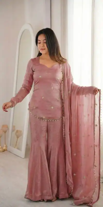 ZSR 3159 Peach Fendy Silk Salwar Suitwith Embroidery Work & Lace Work. Now at just ₹2049. Delivery 4-6 Working Days. Shop now. | Jump Suits, Salwar suit, Casual Suits, Creative suits, Designer Suits, Palazzo Suits, Party Wear Suits, Patiala Suits, Straight Suits