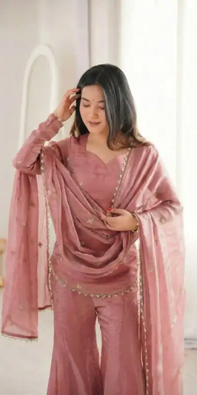 ZSR 3159 Peach Fendy Silk Salwar Suitwith Embroidery Work & Lace Work. Now at just ₹2049. Delivery 4-6 Working Days. Shop now. | Jump Suits, Salwar suit, Casual Suits, Creative suits, Designer Suits, Palazzo Suits, Party Wear Suits, Patiala Suits, Straight Suits