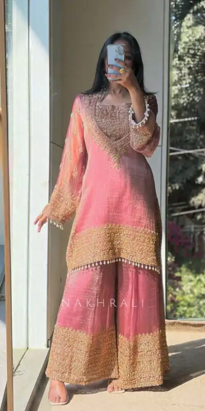 VLM 324 Peach Fendy Silk Salwar Suit Perfect for Wedding, Party, Cultural Events, Sangeet, Housewarming – . Grab it for ₹2449. Delivery 4-6 Working Days | Jump Suits, Salwar suit, Casual Suits, Creative suits, Designer Suits, Palazzo Suits, Party Wear Suits, Patiala Suits, Straight Suits