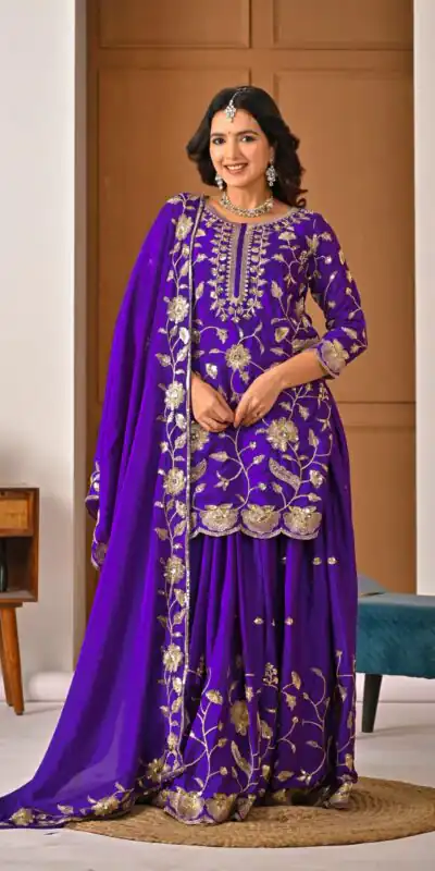 MD 3057 Purple Chinon Silk Salwar Suit with Embroidery Work & Lace Work. Affordable Price ₹2149. Delivery 4-6 Working Days. Shop now. | Jump Suits, Salwar suit, Casual Suits, Creative suits, Designer Suits, Palazzo Suits, Party Wear Suits, Patiala Suits, Straight Suits
