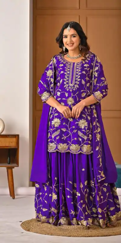 MD 3057 Purple Chinon Silk Salwar Suit with Embroidery Work & Lace Work. Affordable Price ₹2149. Delivery 4-6 Working Days. Shop now. | Jump Suits, Salwar suit, Casual Suits, Creative suits, Designer Suits, Palazzo Suits, Party Wear Suits, Patiala Suits, Straight Suits