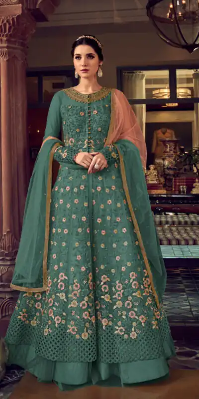 FC 6802 Teal in Banglory Silk Embroidery Work & Stone Work Salwar Suit . Festive Deal ₹3449. Delivery 4-6 Working Days. Shop now. | Jump Suits, Salwar suit, Casual Suits, Creative suits, Designer Suits, Palazzo Suits, Party Wear Suits, Patiala Suits, Straight Suits