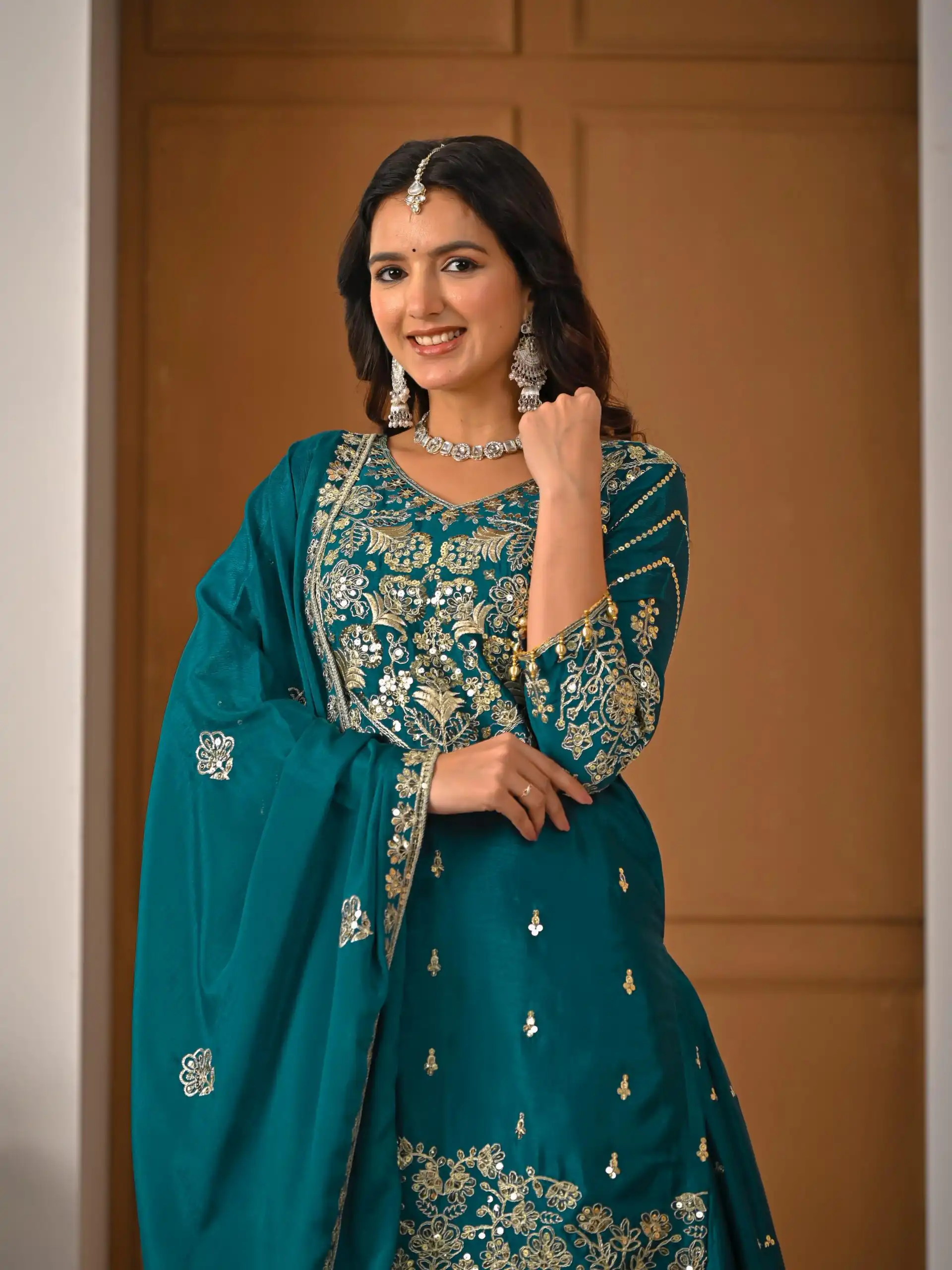 NF 1245 Teal Chinon Silk Lehenga Choli with Embroidery Work & Zari Work. Now at just ₹2449. Delivery 4-6 Working Days. Shop now. | Lehenga, Bollywood Lehenga, Creative Lehenga, Designer Lehenga, Embroidered Lehenga, Party Wear Lehenga