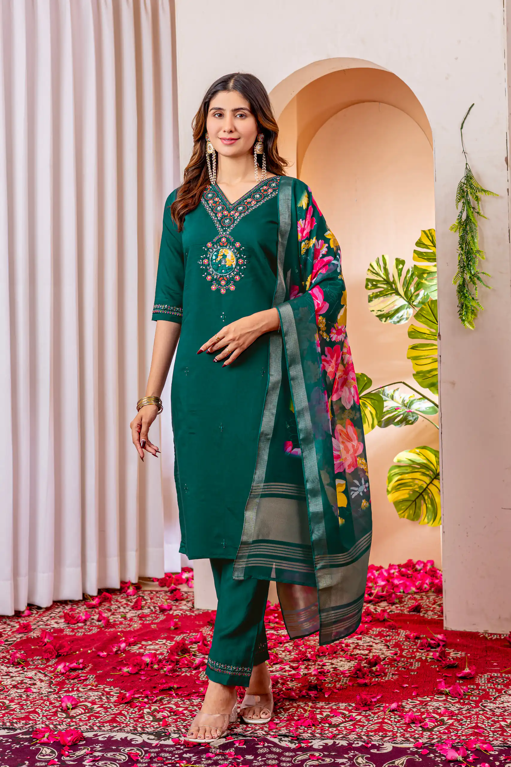 DIVA 112 Teal Green Marina Silk Salwar Suit with Embroidery Work. Introductory Price ₹1999. Delivery 4-6 Working Days. Shop now. | Jump Suits, Salwar suit, Casual Suits, Creative suits, Designer Suits, Palazzo Suits, Party Wear Suits, Patiala Suits, Straight Suits
