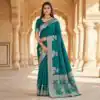MB 25 GAJRAJ Teal in Pure Banarasi Silk Zari Work & Lace Work Saree . Introductory Price ₹1899. Delivery 4-6 Working Days. Shop now. | Sarees, Bollywood Sarees, Creative Sarees, Designer Sarees, Embroidered Sarees, Ethnic Saree, Modern Digital sarees, Party Wear Sarees
