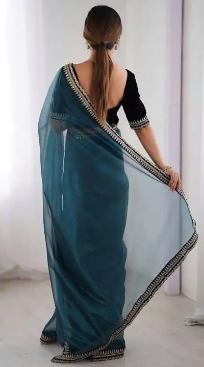 SC 1017 Teal Soft Twil Net Silk Saree Perfect for Wedding, Party, Temple Visit, Reception, Sangeet – . Now at just ₹1699. Delivery 4-6 Working Days. | Sarees, Bollywood Sarees, Creative Sarees, Designer Sarees, Embroidered Sarees, Ethnic Saree, Modern Digital sarees, Party Wear Sarees
