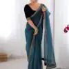 SC 1017 Teal Soft Twil Net Silk Saree Perfect for Wedding, Party, Temple Visit, Reception, Sangeet – . Now at just ₹1699. Delivery 4-6 Working Days. | Sarees, Bollywood Sarees, Creative Sarees, Designer Sarees, Embroidered Sarees, Ethnic Saree, Modern Digital sarees, Party Wear Sarees