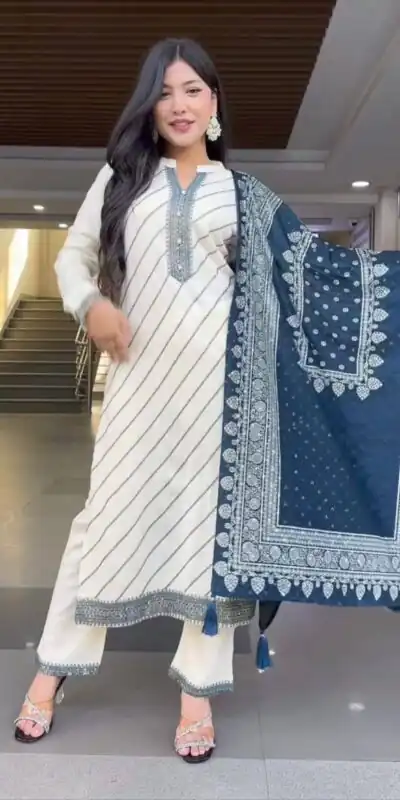 DC 113 White in Maslin Digital Print Salwar Suit . Wedding, Party, Festive, Events, Introductory Price ₹1599. Delivery 4-6 Working Days. Shop now. | Jump Suits, Salwar suit, Casual Suits, Creative suits, Designer Suits, Palazzo Suits, Party Wear Suits, Patiala Suits, Straight Suits