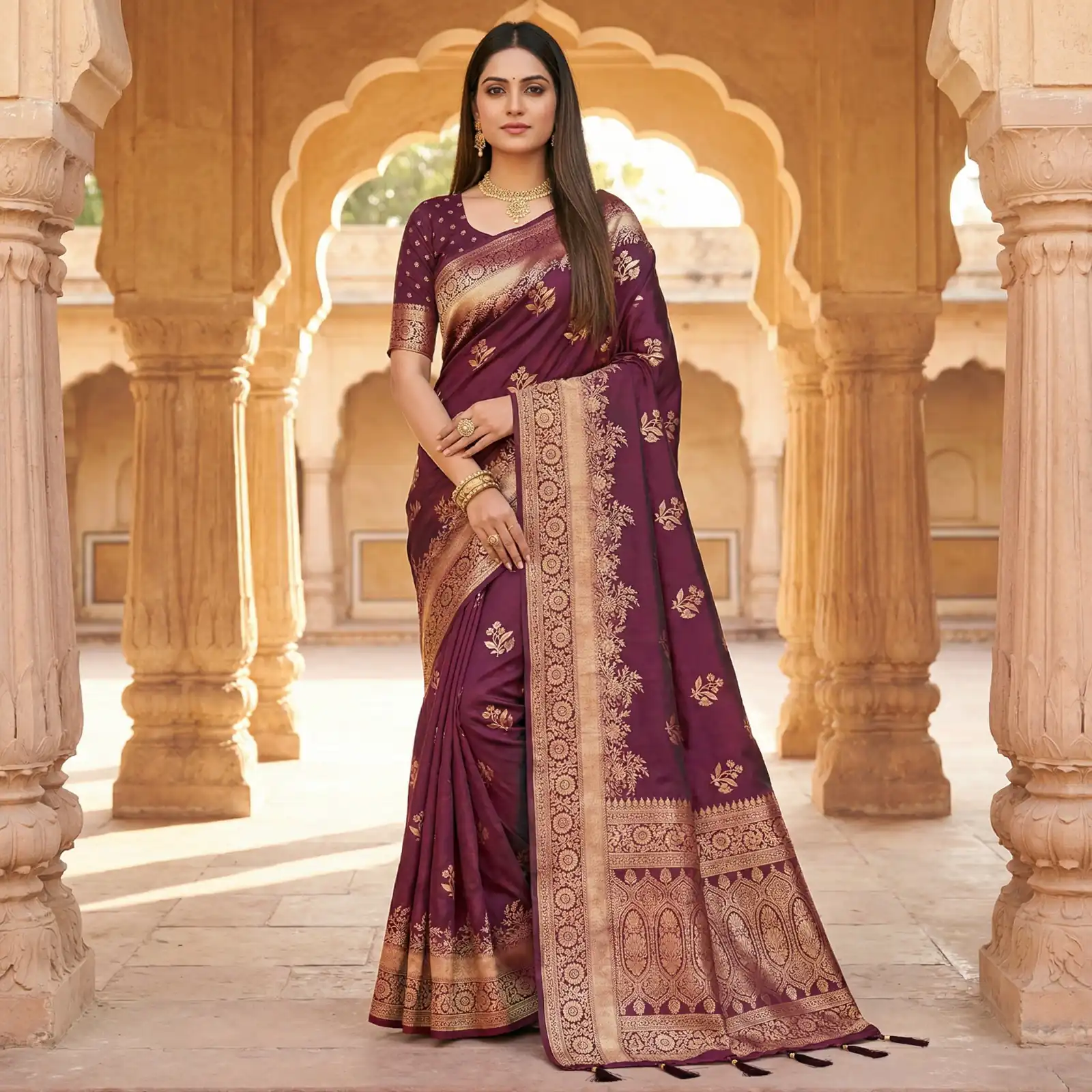 MB 39 Wine Color Banarasi Saree with Zari Work & Lace Work. Introductory Price ₹1899. Delivery 4-6 Working Days. Shop now. | Sarees, Bollywood Sarees, Creative Sarees, Designer Sarees, Embroidered Sarees, Ethnic Saree, Modern Digital sarees, Party Wear Sarees