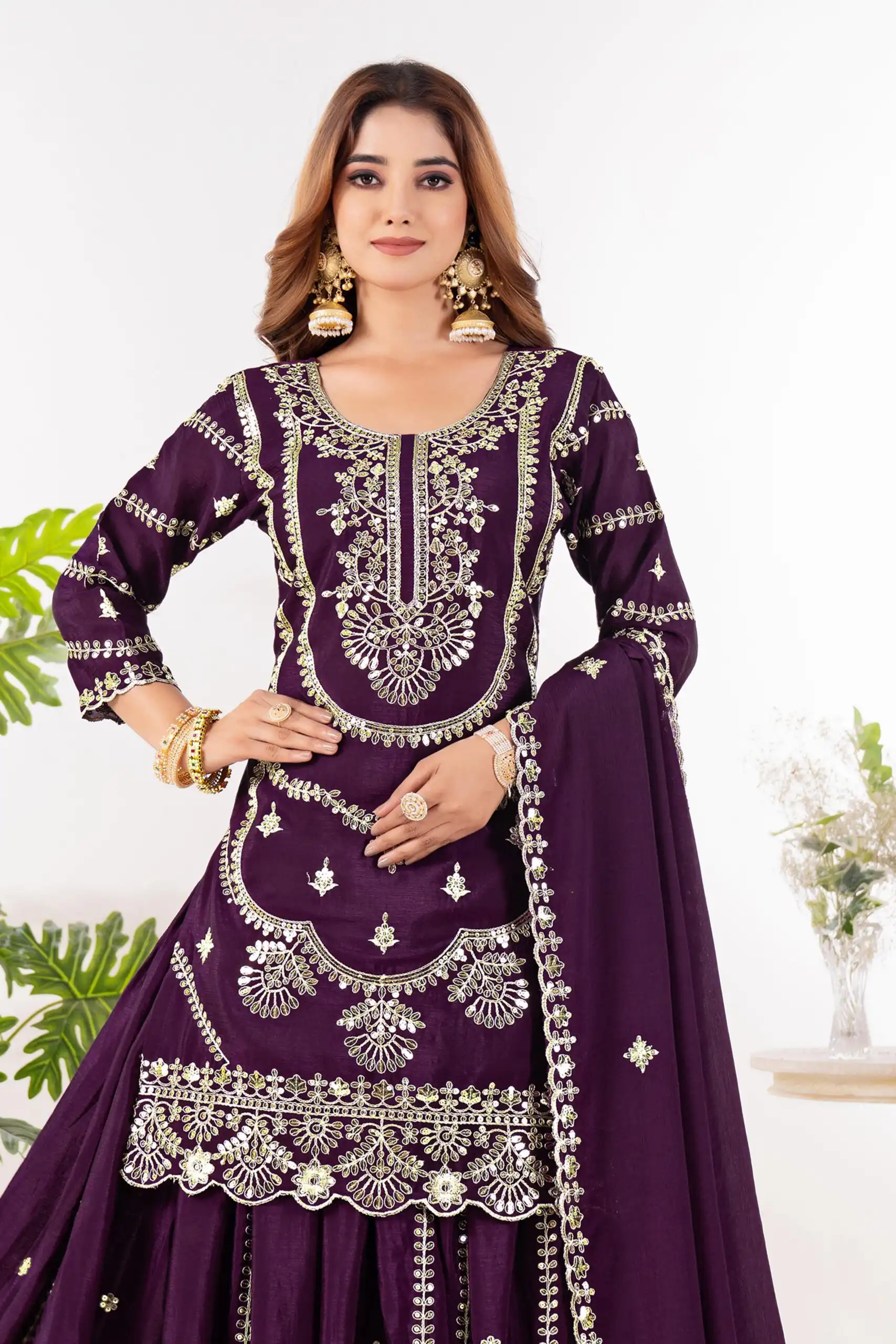 ND 5033 Wine Chinon Silk Salwar Suit with Embroidery Work & Lace Work. Affordable Price ₹2149. Delivery 4-6 Working Days. Shop now. | Jump Suits, Salwar suit, Casual Suits, Creative suits, Designer Suits, Palazzo Suits, Party Wear Suits, Patiala Suits, Straight Suits