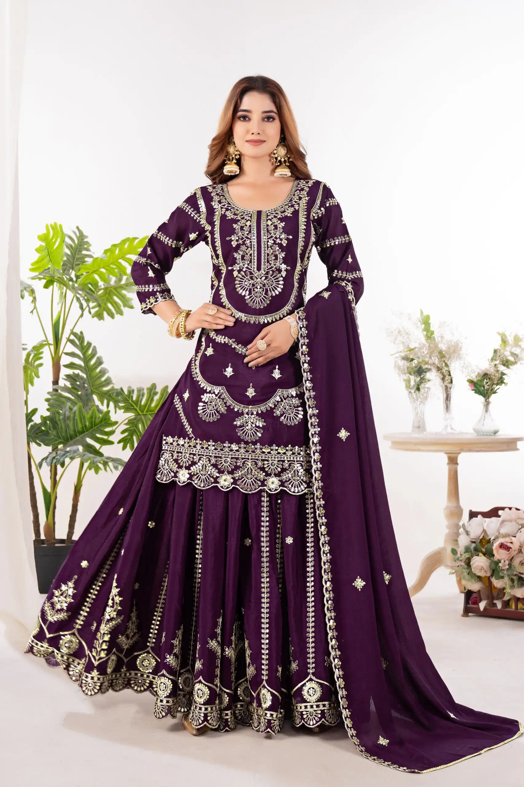 ND 5033 Wine Chinon Silk Salwar Suit with Embroidery Work & Lace Work. Affordable Price ₹2149. Delivery 4-6 Working Days. Shop now. | Jump Suits, Salwar suit, Casual Suits, Creative suits, Designer Suits, Palazzo Suits, Party Wear Suits, Patiala Suits, Straight Suits