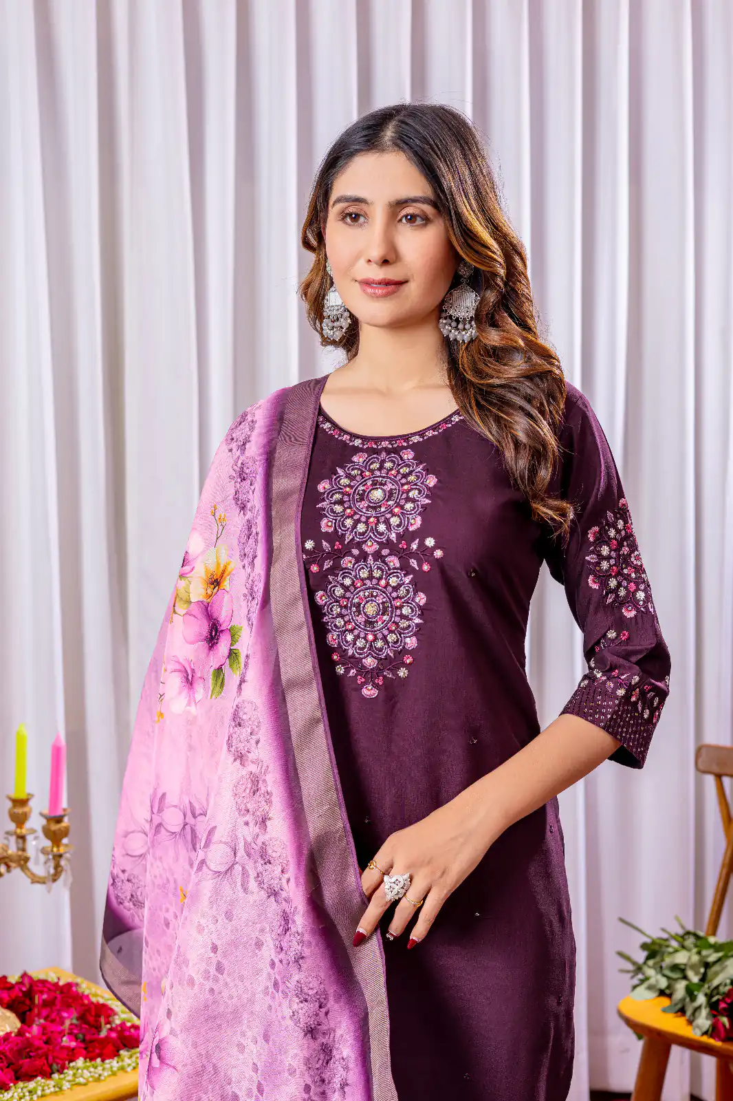 DIVA 111 Wine Viscose Silk Salwar Suit with Thread Embroidery Work. Best Price ₹2049. Delivery 4-6 Working Days. Shop now. | Jump Suits, Salwar suit, Casual Suits, Creative suits, Designer Suits, Palazzo Suits, Party Wear Suits, Patiala Suits, Straight Suits