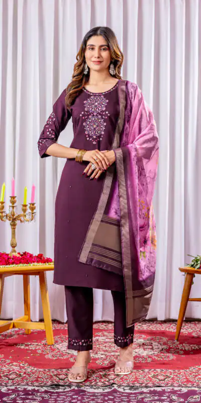DIVA 111 Wine Viscose Silk Salwar Suit with Thread Embroidery Work. Best Price ₹2049. Delivery 4-6 Working Days. Shop now. | Jump Suits, Salwar suit, Casual Suits, Creative suits, Designer Suits, Palazzo Suits, Party Wear Suits, Patiala Suits, Straight Suits