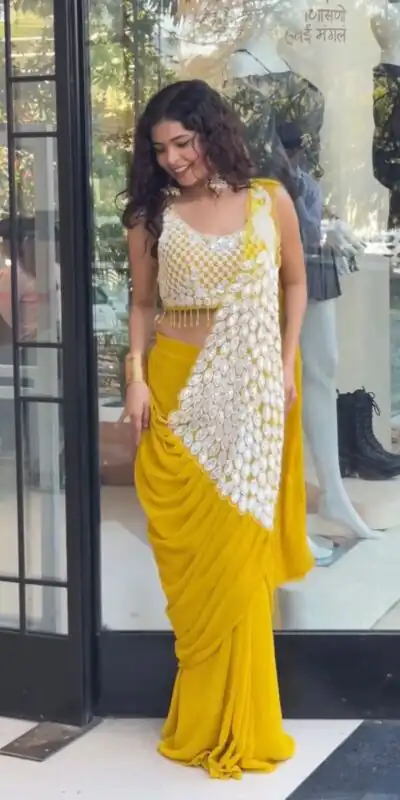 ST 1165 Yellow Faux Georgette Saree with Embroidery Work & Sequins Work. Now at just ₹1799. Delivery 4-6 Working Days. Shop now. | Sarees, Bollywood Sarees, Creative Sarees, Designer Sarees, Embroidered Sarees, Ethnic Saree, Modern Digital sarees, Party Wear Sarees