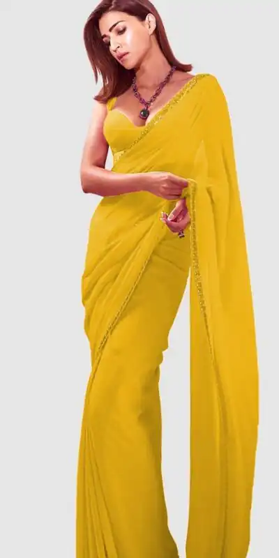 JR 617 Yellow Color Georgette Embroidery Deual Sequence Saree Casual, Wedding, Festive, Events Expected Delivery 4-6 Working Days @1649/- | Sarees, Bollywood Sarees, Creative Sarees, Designer Sarees, Embroidered Sarees, Ethnic Saree, Modern Digital sarees, Party Wear Sarees
