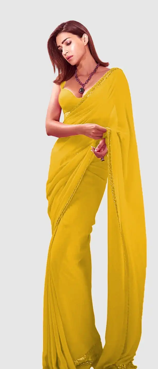 JR 617 Yellow Color Georgette Embroidery Deual Sequence Saree Casual, Wedding, Festive, Events Expected Delivery  4-6 Working Days @1649/- | Sarees, Bollywood Sarees, Creative Sarees, Designer Sarees, Embroidered Sarees, Ethnic Saree, Modern Digital sarees, Party Wear Sarees
