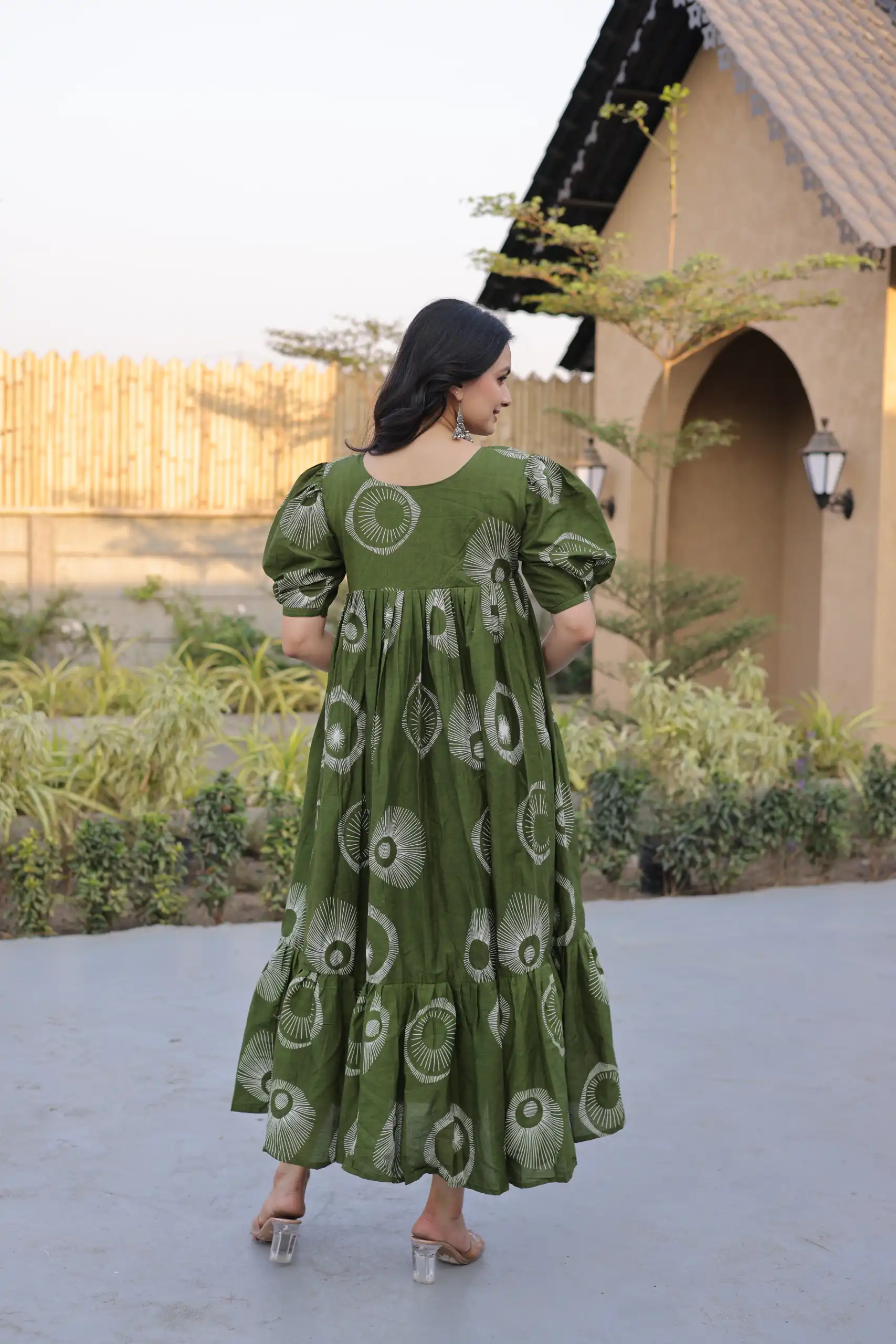 Beautiful Green Cotton Printed Kurti - Image 6