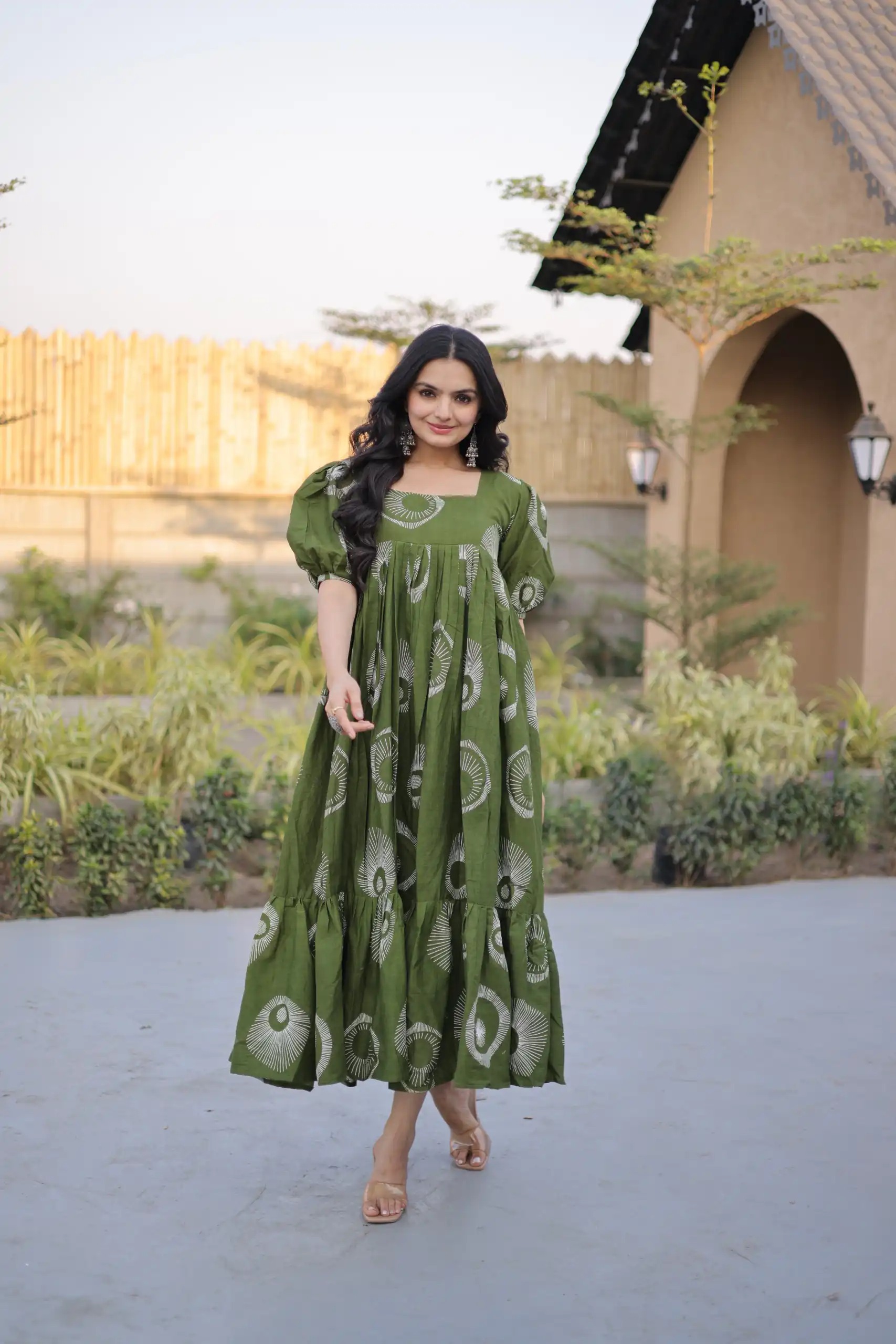 Beautiful Green Cotton Printed Kurti - Image 3
