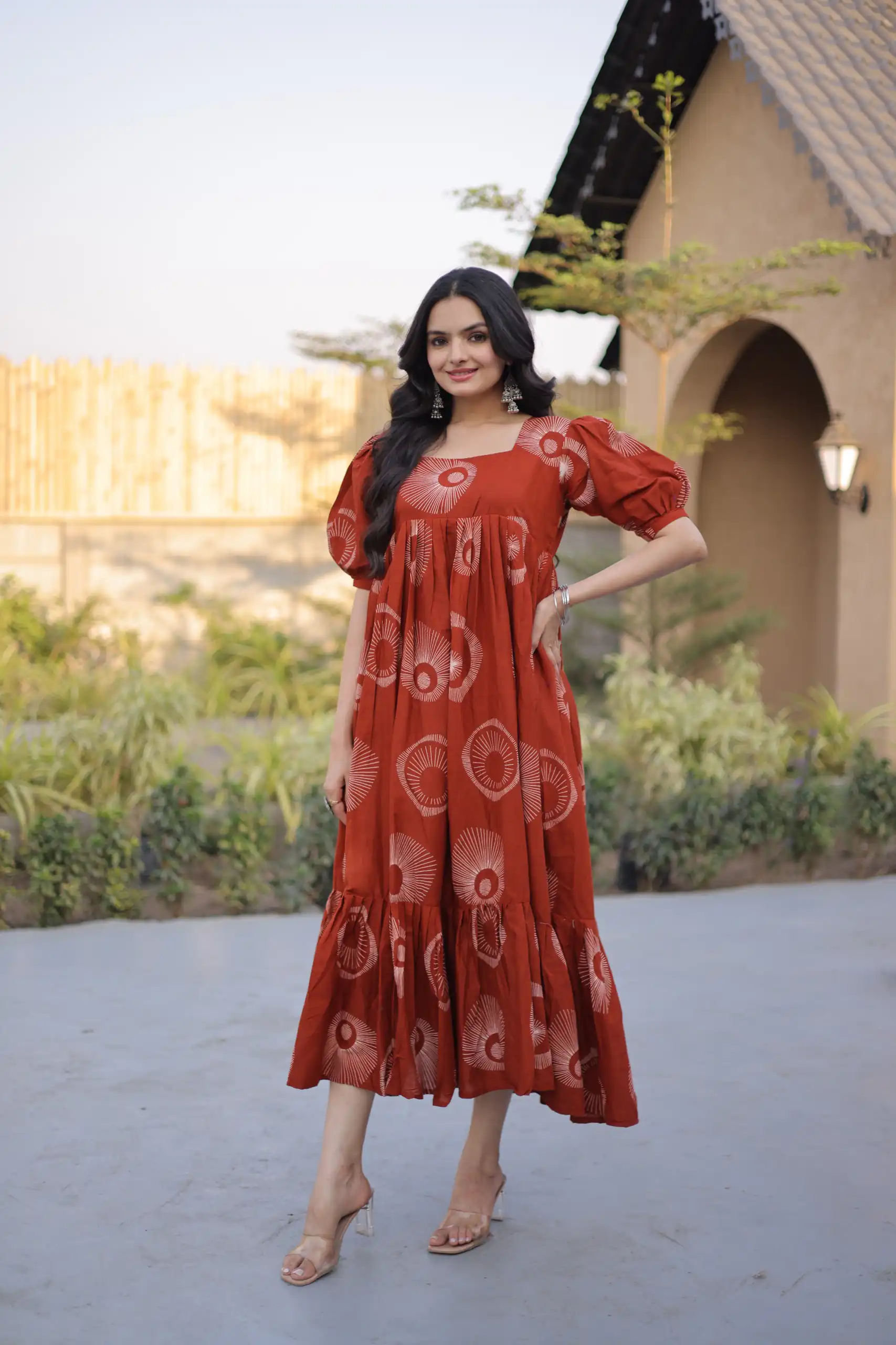 Beautiful Rust Cotton Printed Kurti - Image 5