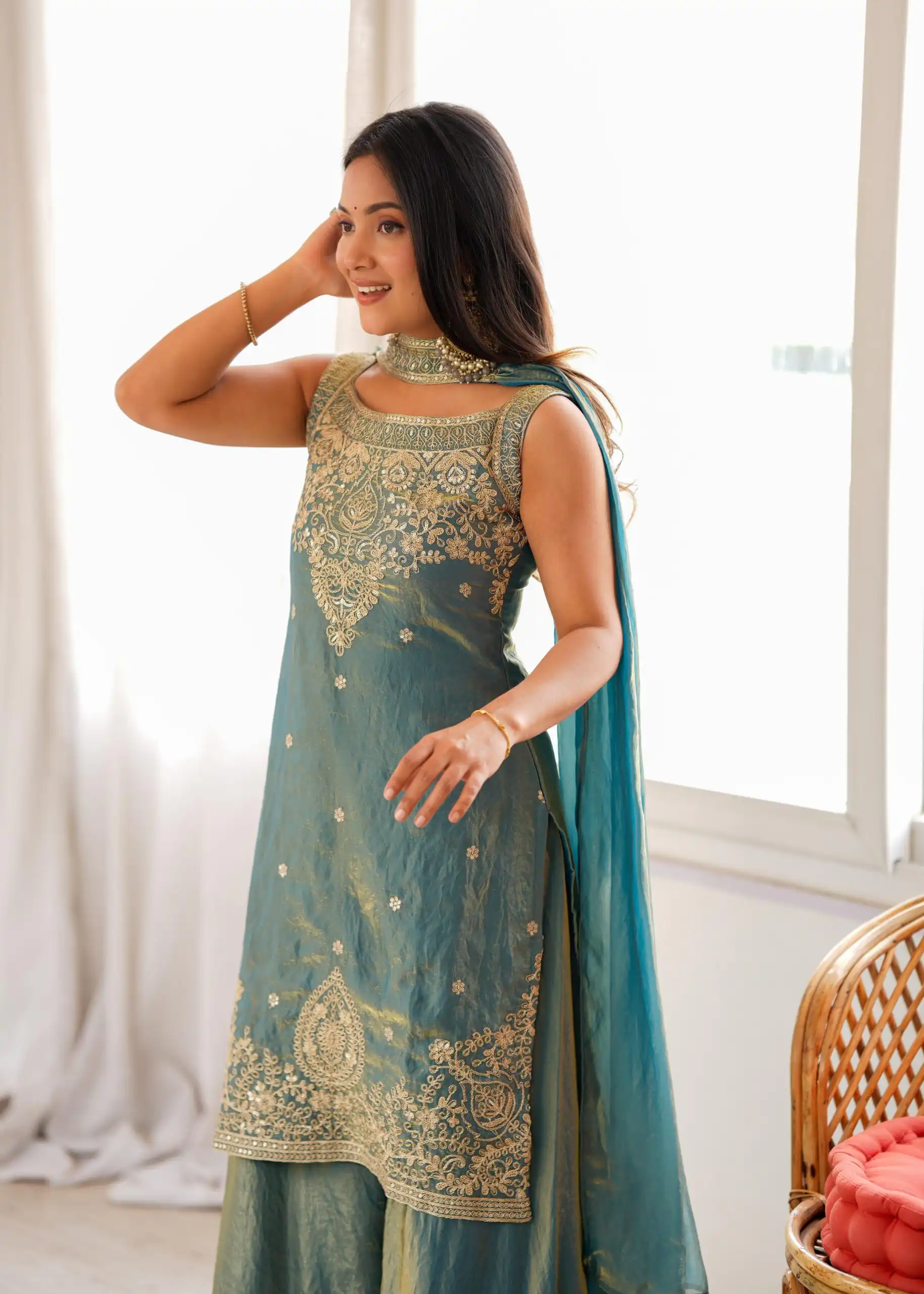 Classic Blue Soft Fendy Silk Sequence Work Salwar Suit - Image 7