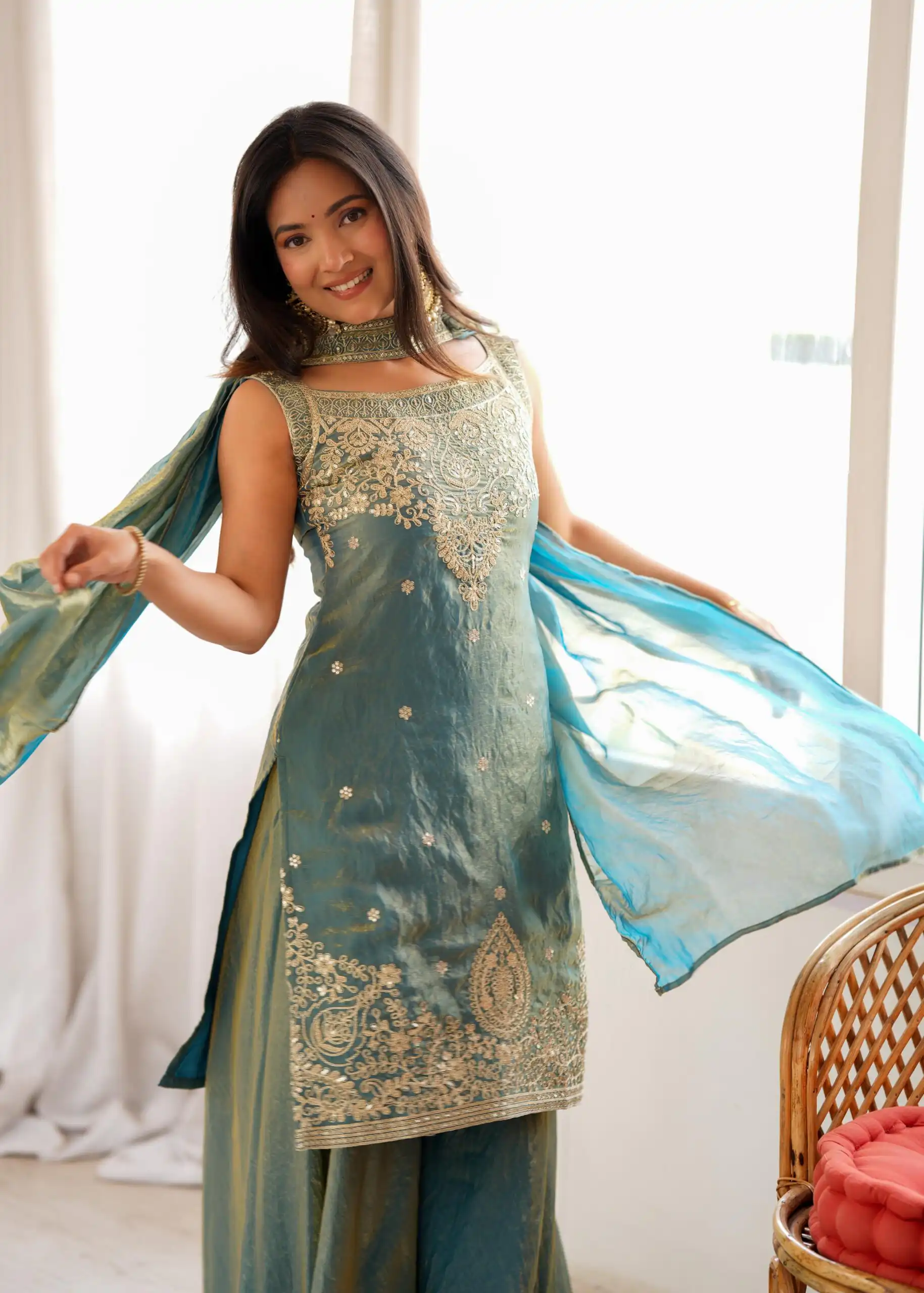 Classic Blue Soft Fendy Silk Sequence Work Salwar Suit - Image 8
