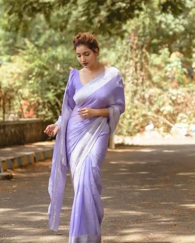 Fancy Lavender Soft Lilan Slab Jacquard Work Saree - Image 3