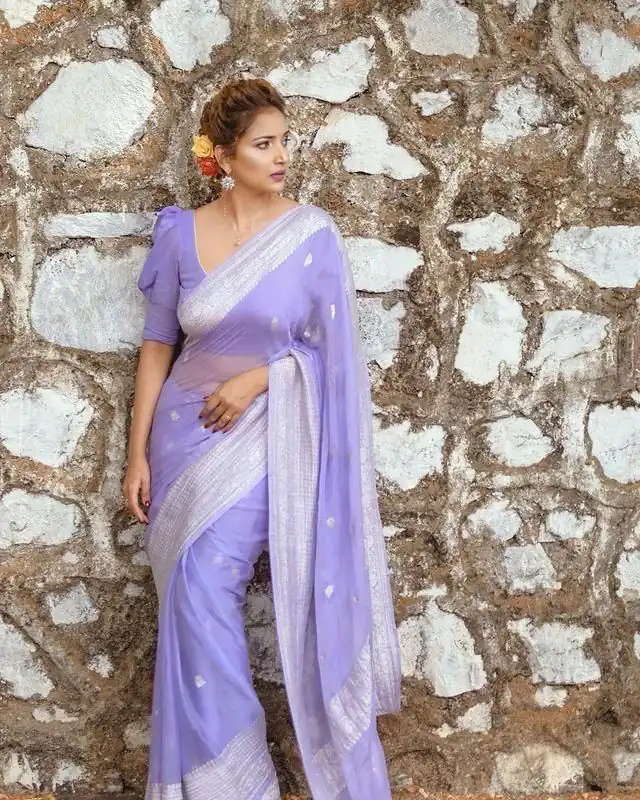 Fancy Lavender Soft Lilan Slab Jacquard Work Saree