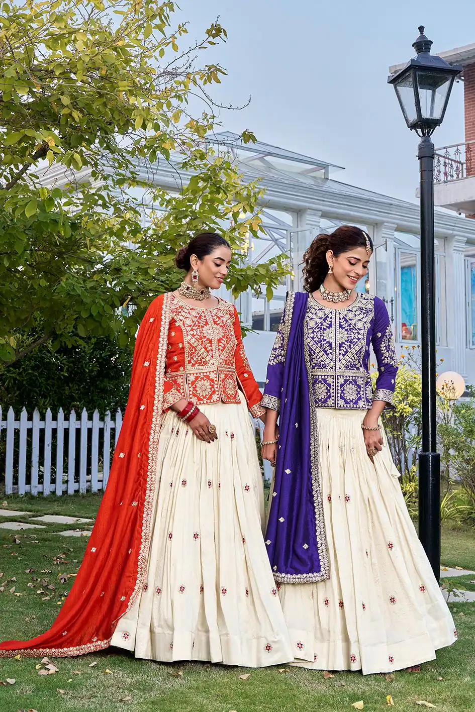 Special Navy Blue Vichitra Thread Work Lehenga Choli - Image 4