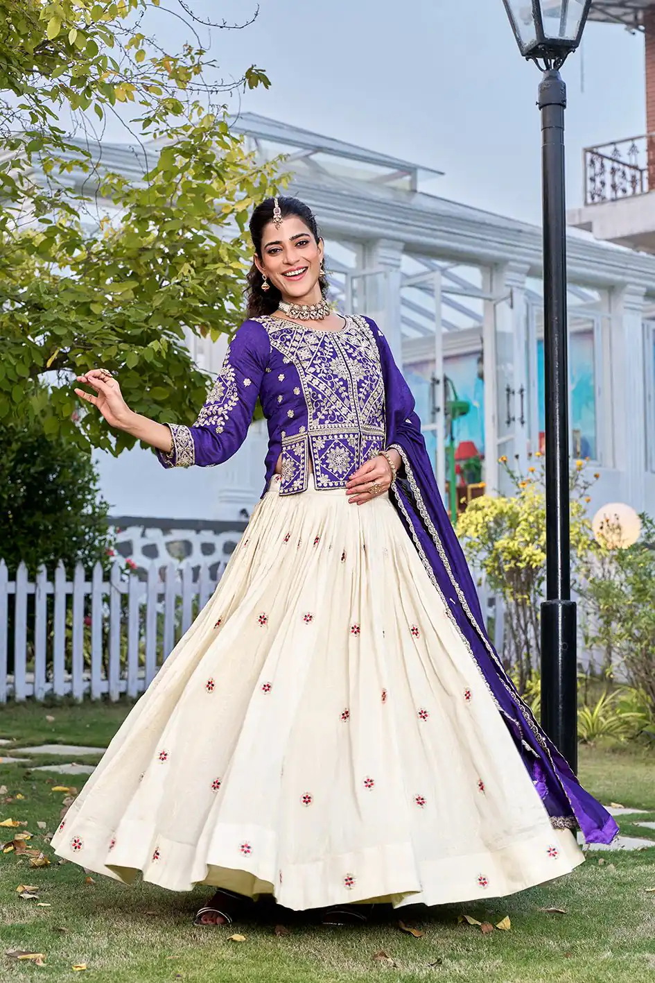 Special Navy Blue Vichitra Thread Work Lehenga Choli