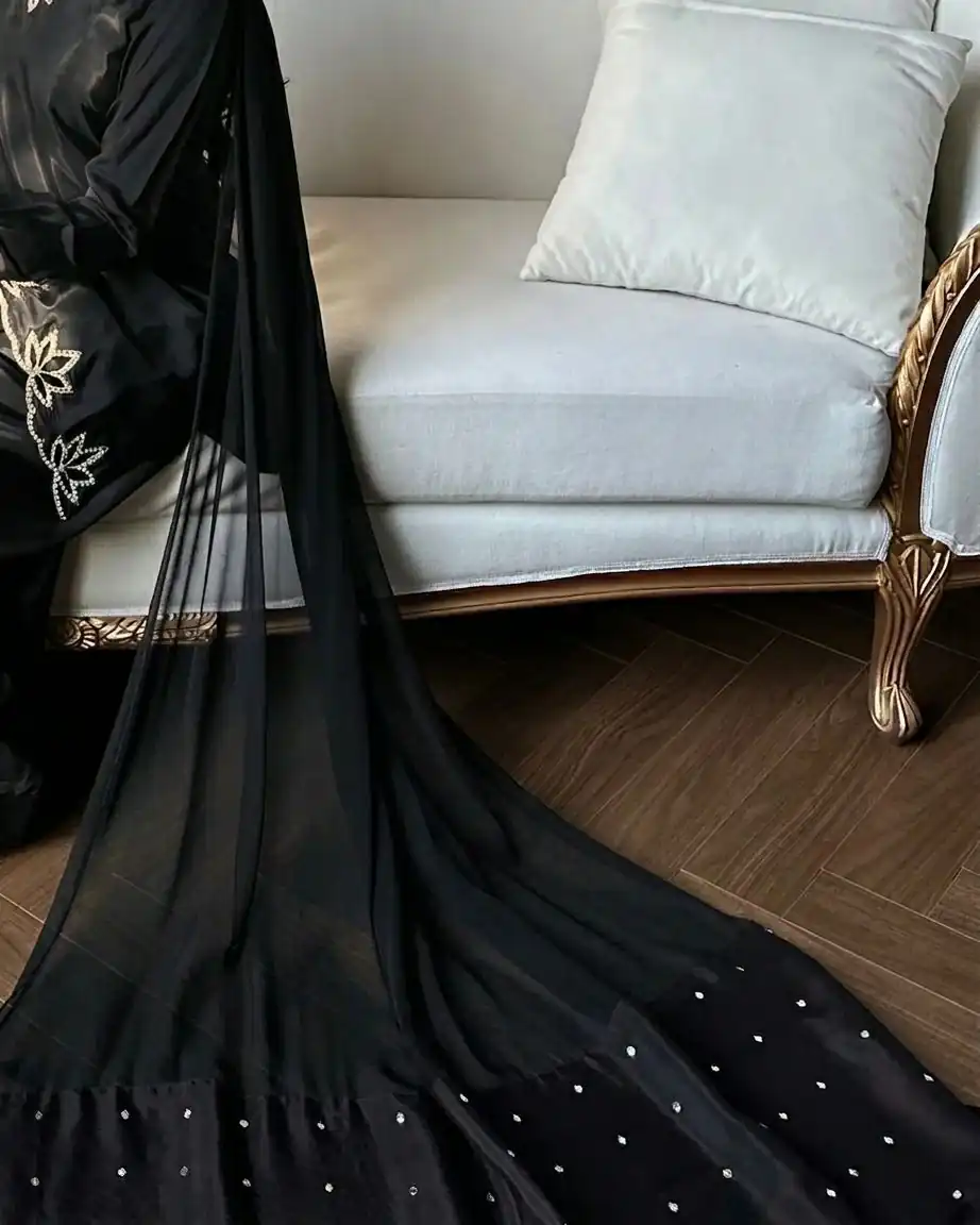 Super Black Natural Crep Embroidery Work Salwar Suit - Image 6