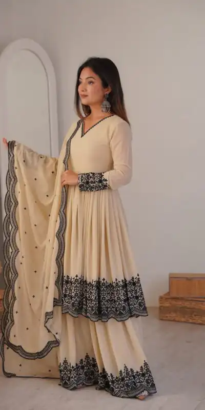 Alternative view of Unique Chiku Faux Georgette Embroidery Work Salwar Suit