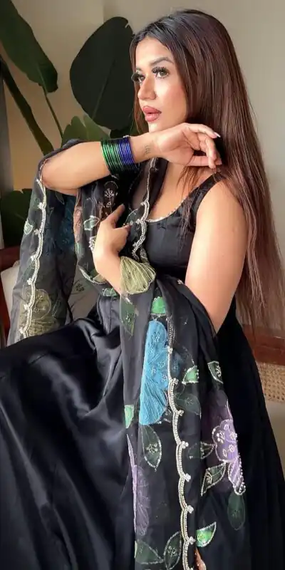 RTC 6035 Black Natural Crep Anarkali Suit with Embroidery Work. Exclusive Offer ₹2099. Delivery 4-6 Working Days. Shop now. | Anarkali Suits, Bollywood Anarkali, Creative-Anarkali, Designer Anarkali, Embroidered Anarkali, Party Wear Anarkali
