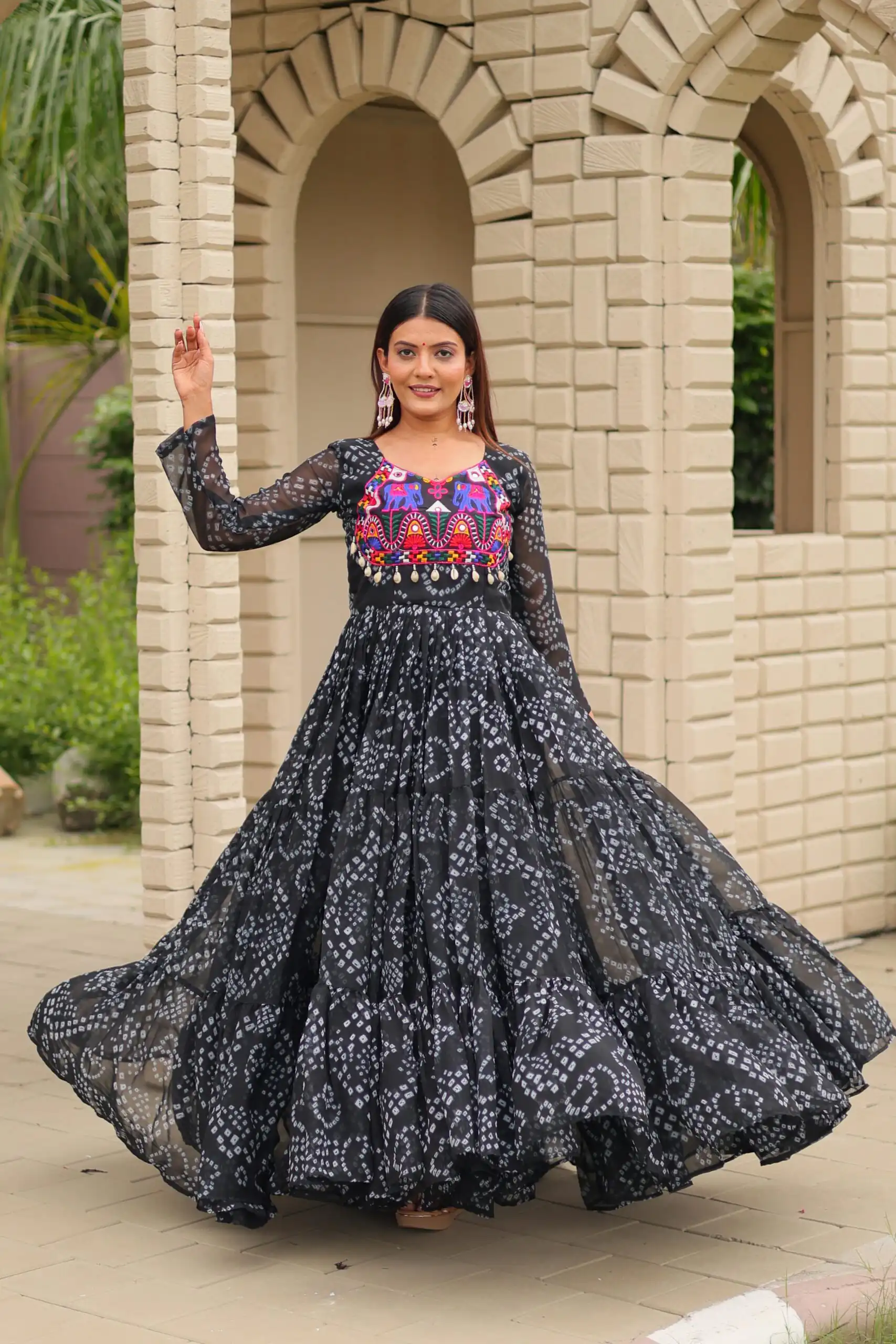 Ram 122 Black in Faux Georgette. Embroidery Work & Mirror Work Gown Festive Deal ₹1949. Delivery 4-6 Working Days. Shop now. | Gowns, Bollywood Gowns, Creative Gowns, Designer Gowns, Embroidered Gowns, Party Wear Gowns