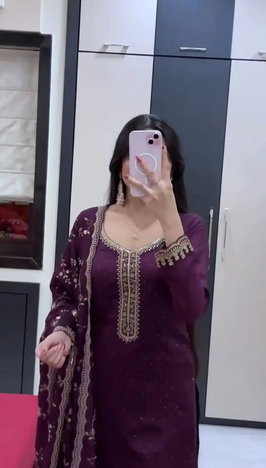 JF 048 Wine Color Georgette Salwar Suit with Designer Work. Affordable Price ₹2149. Delivery 4-6 Working Days. Online Shop now. | Jump Suits, Salwar suit, Casual Suits, Creative suits, Designer Suits, Palazzo Suits, Party Wear Suits, Patiala Suits, Straight Suits