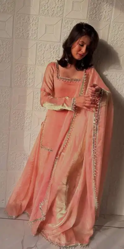 ZB 5063 Peach Fandy Silk Salwar Suit with Embroidery Work. Wedding, Party, Festive, Events Now at just ₹1949. Delivery 4-6 Working Days. Shop now. | Jump Suits, Salwar suit, Casual Suits, Creative suits, Designer Suits, Palazzo Suits, Party Wear Suits, Patiala Suits, Straight Suits