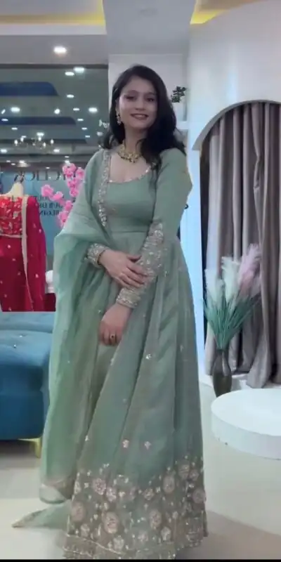 VLM 339 Sea Green Crunchy Silk Gown Perfect for Wedding, Party, Housewarming, Haldi, Durga Puja β . Best Price βΉ2149. Delivery 4-6 Working Days. Shop now. | Gowns, Bollywood Gowns, Creative Gowns, Designer Gowns, Embroidered Gowns, Party Wear Gowns