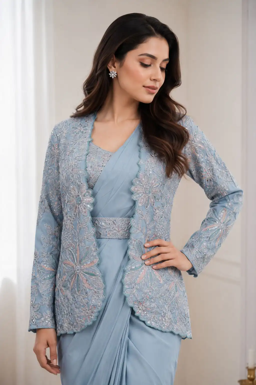 BB 62 Powder Blue Crap Silk Saree with Embroidery Work. Wedding, Party, Festive, Events Festive Deal ₹2499. Delivery 4-6 Working Days. Shop now. | Sarees, Bollywood Sarees, Creative Sarees, Designer Sarees, Embroidered Sarees, Ethnic Saree, Modern Digital sarees, Party Wear Sarees