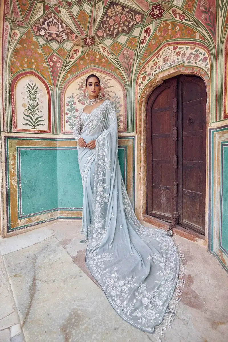 DF 3478 Sky Blue Faux Georgette Embroidery Work Saree . Perfect for Wedding, Party, Onam, Family ,Festive Deal ₹2049. Delivery 4-6 Working Days | Sarees, Bollywood Sarees, Creative Sarees, Designer Sarees, Embroidered Sarees, Ethnic Saree, Modern Digital sarees, Party Wear Sarees